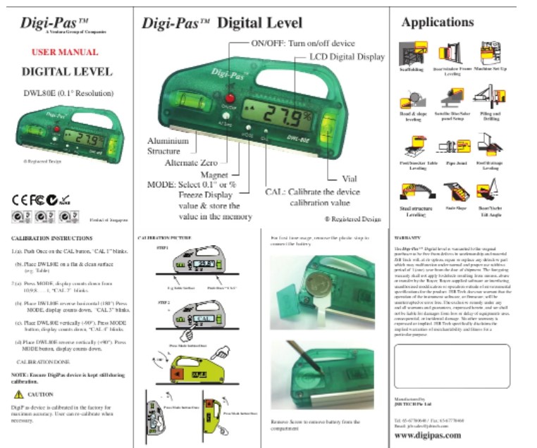 2-Axis Precision Digital Level DWL80E Green 04 2-00081-98